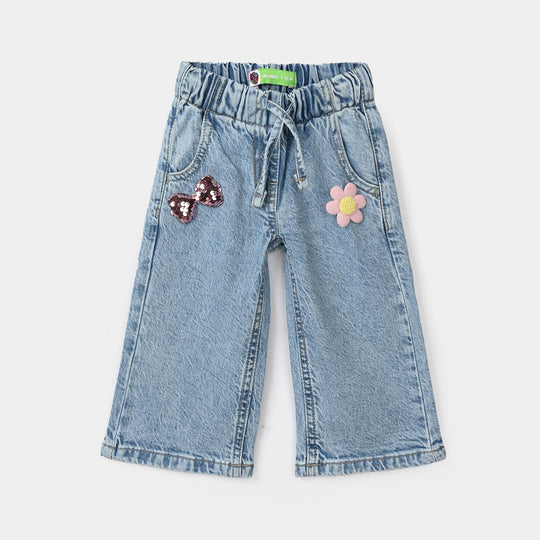 Infant Girls Denim Stretch Pants - Mid Blue