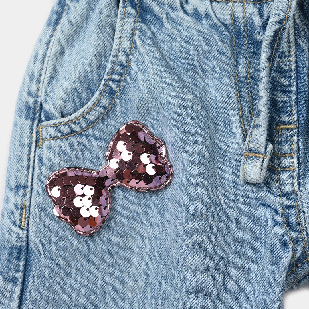 Infant Girls Denim Stretch Pants - Mid Blue