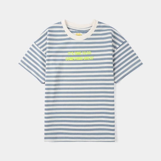 Boys Yarn Dyed T-Shirt (ITS TIME TO DO) - Blue