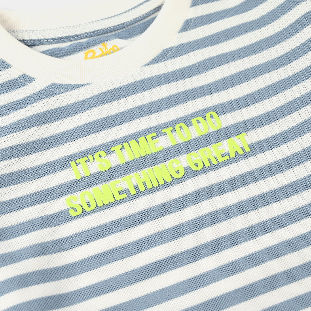 Boys Yarn Dyed T-Shirt (ITS TIME TO DO) - Blue