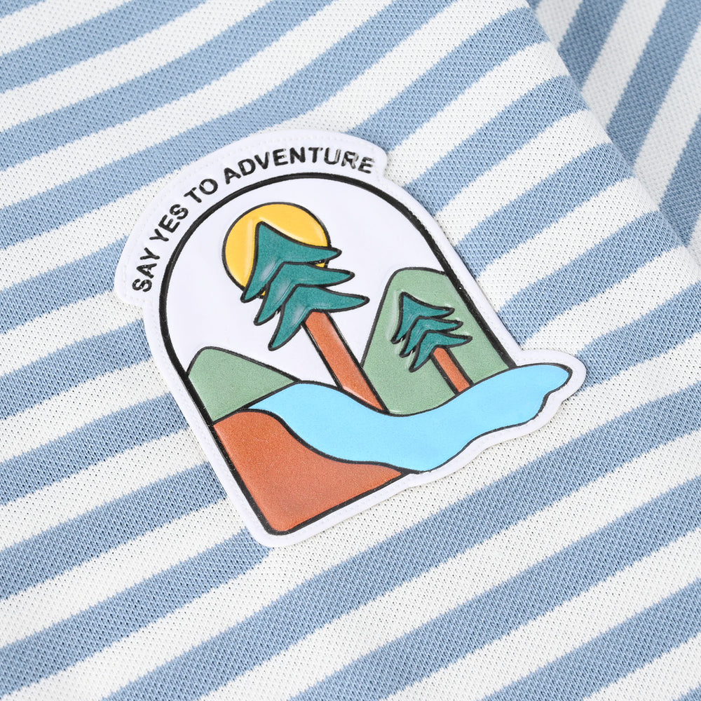 Boys Yarn Dyed T-Shirt Adventure - Blue