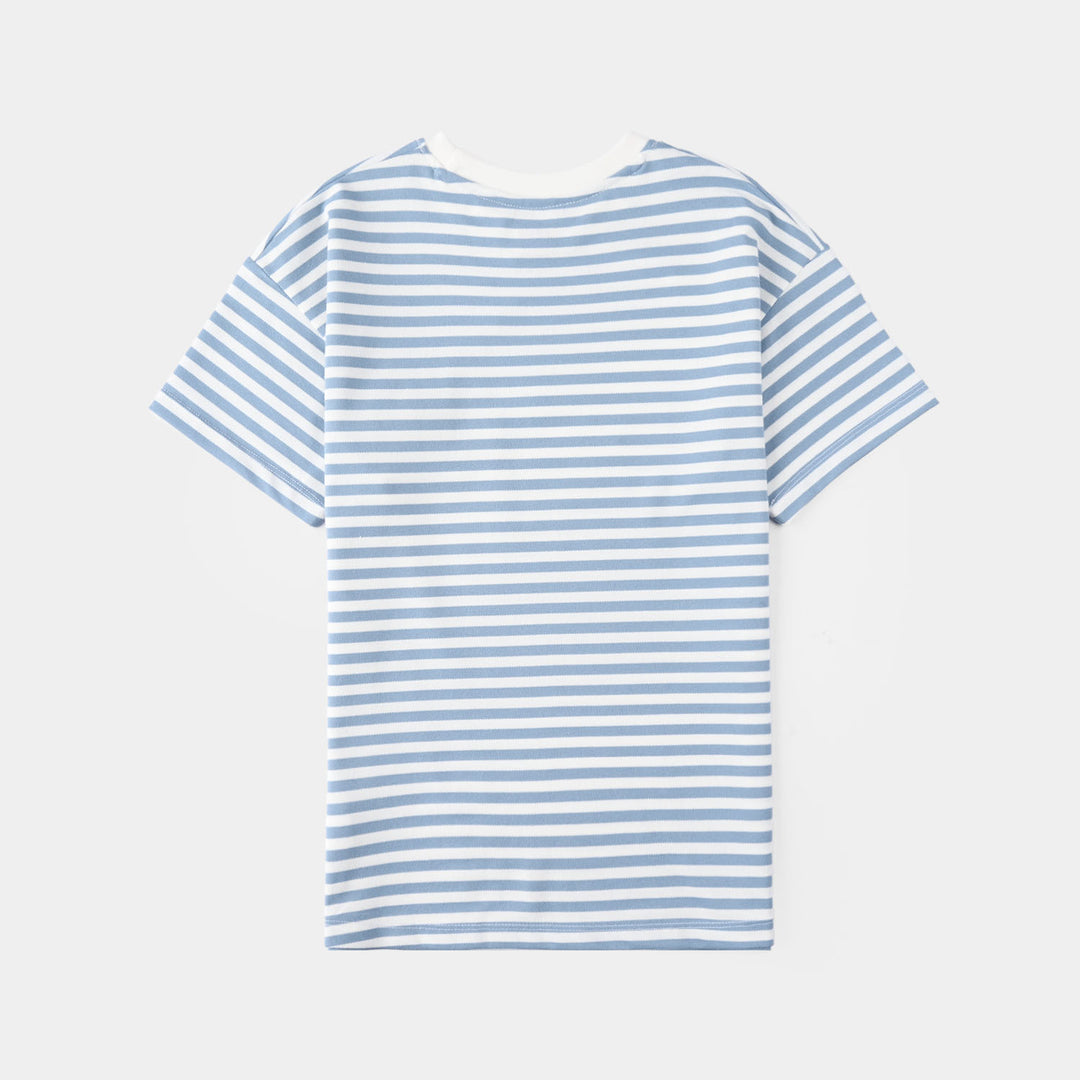 Boys Yarn Dyed T-Shirt Adventure - Blue