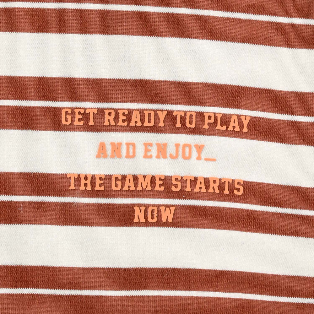 Boys Yarn Dyed T-Shirt (Get Ready) - Brown