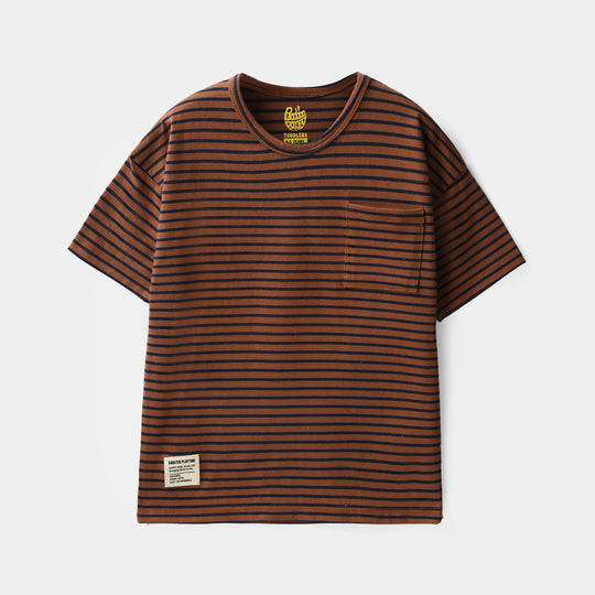 Boys Yarn Dyed T-Shirt - Brown