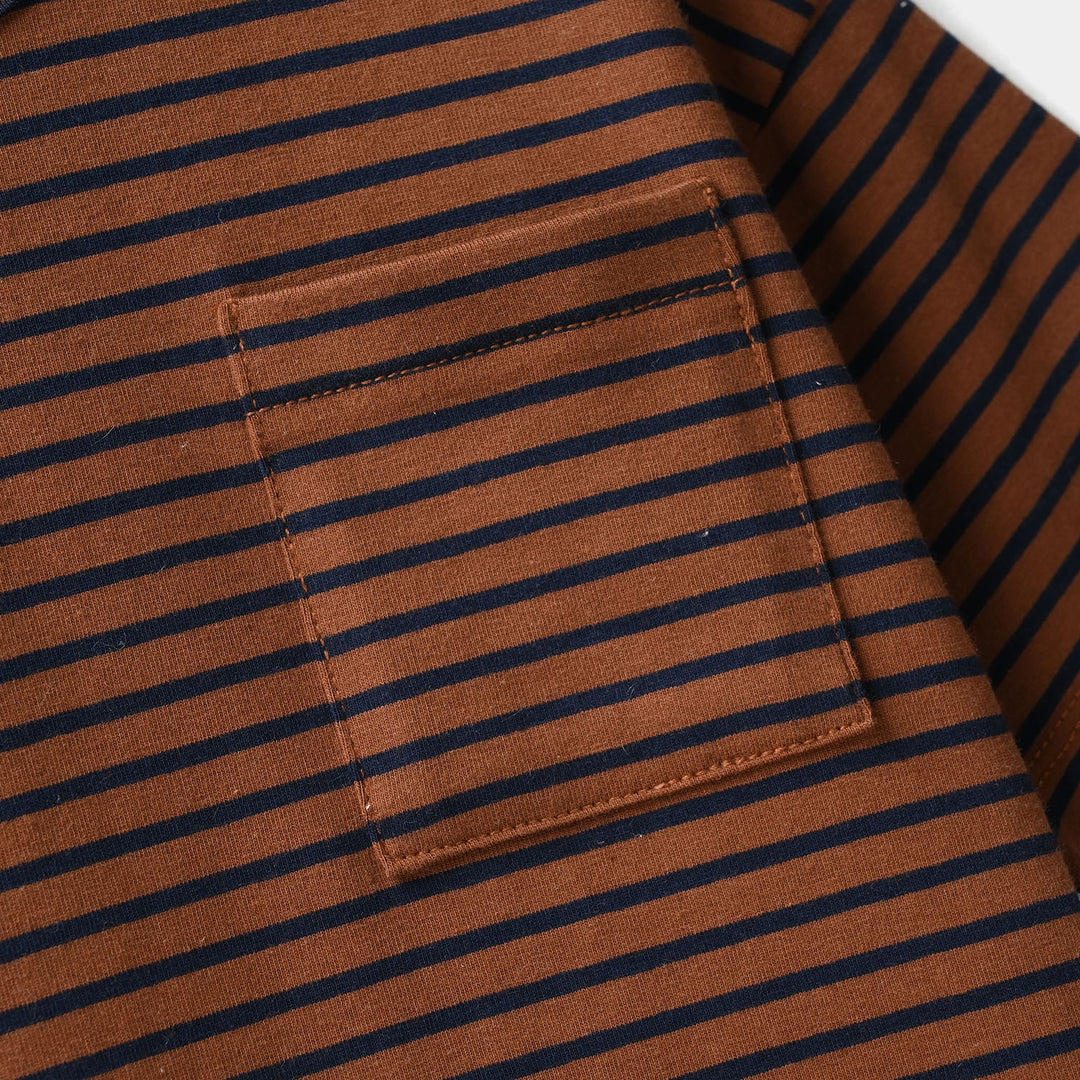 Boys Yarn Dyed T-Shirt - Brown