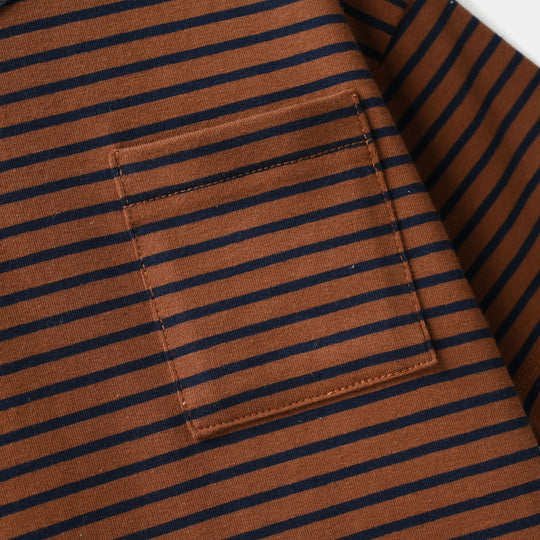 Boys Yarn Dyed T-Shirt - Brown