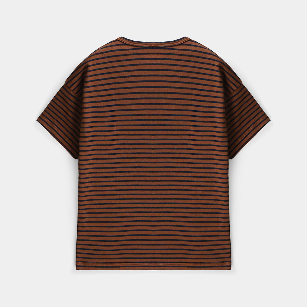 Boys Yarn Dyed T-Shirt - Brown