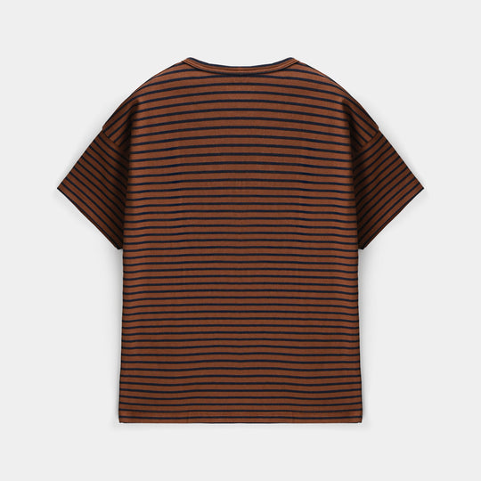 Boys Yarn Dyed T-Shirt - Brown
