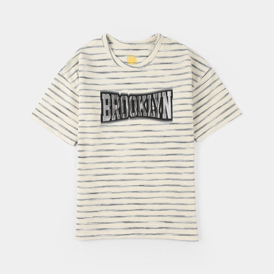 Boys Yarn Dyed T-Shirt (Brooklyn) - Brown