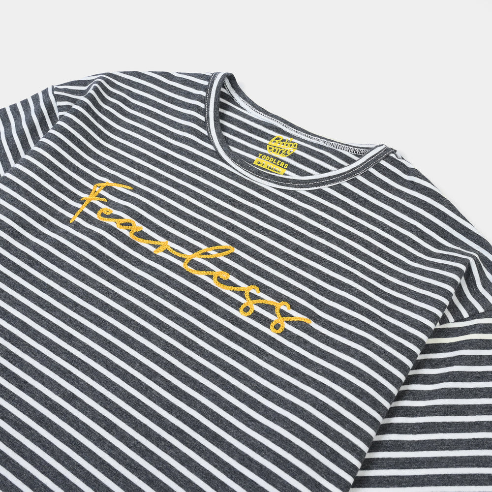 Boys Yarn Dyed T-Shirt (Fearless) - Grey