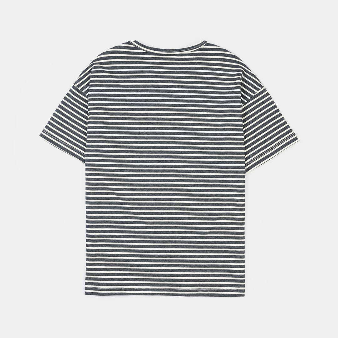 Boys Yarn Dyed T-Shirt (Fearless) - Grey