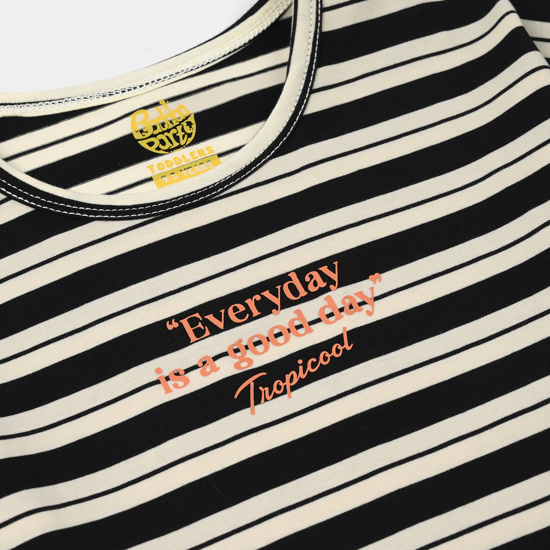 Boys Yarn Dyed Everyday T-Shirt - Black/Cream