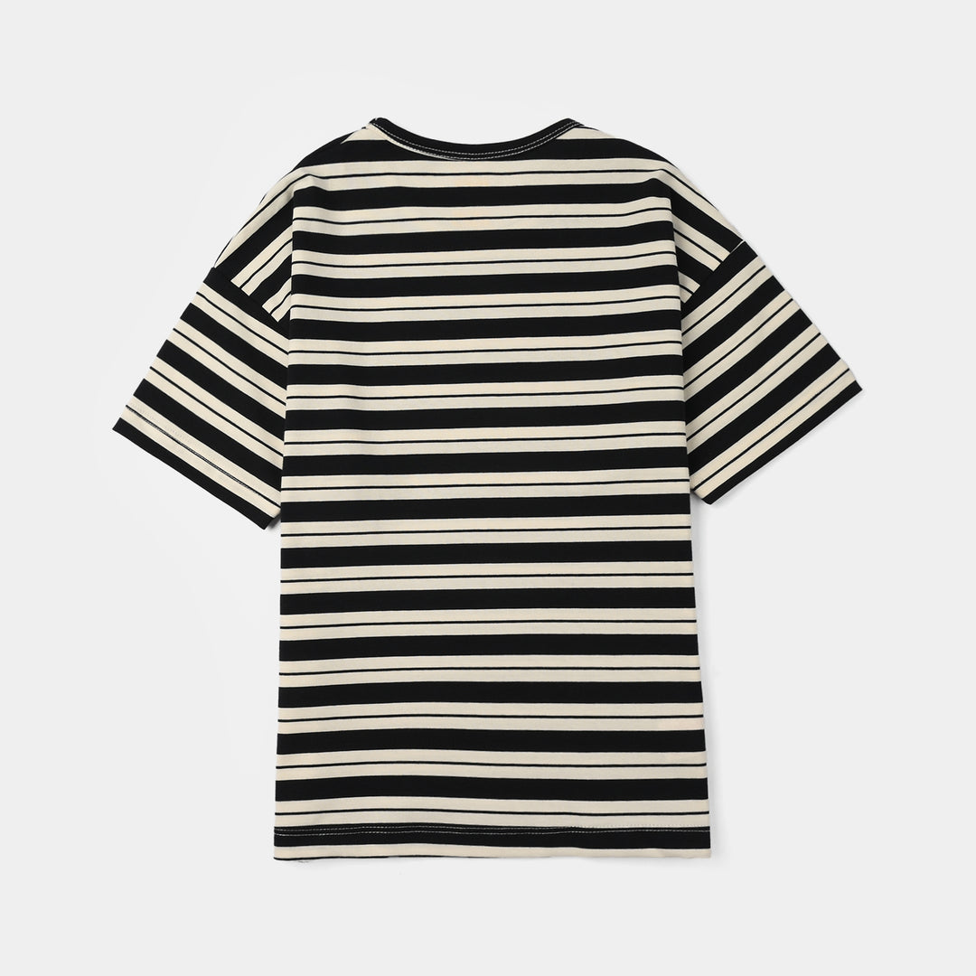 Boys Yarn Dyed Everyday T-Shirt - Black/Cream