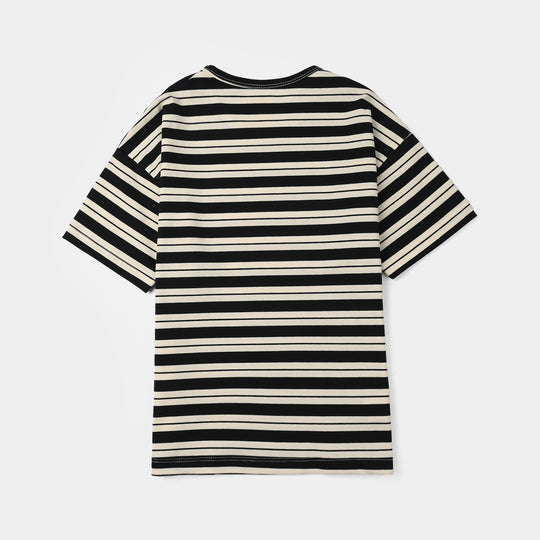 Boys Yarn Dyed Everyday T-Shirt - Black/Cream