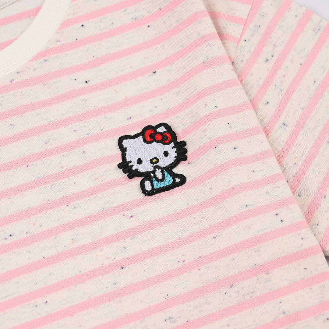 Girls Yarn Dyed Kitty T-Shirt - Pink