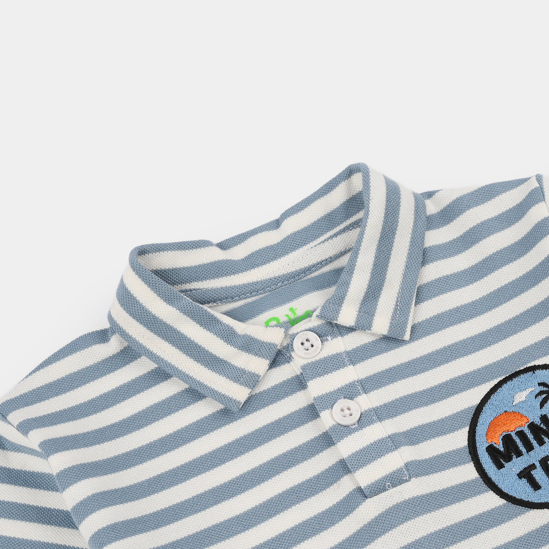 Infant Boys Yarn Dyed Knitted Suit (Mini Trip) - Grey