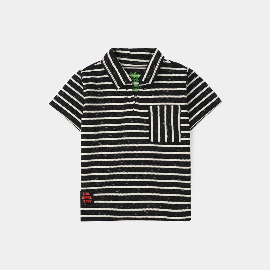 Infant Boys China Fabric ALWAYS EXPLORE Knitted Suit-BLACK