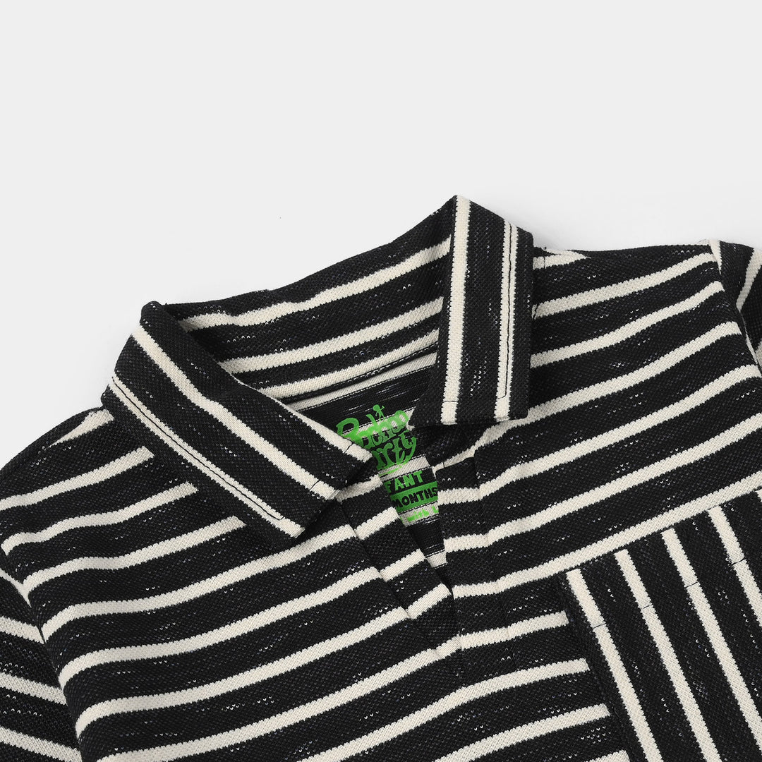 Infant Boys China Fabric ALWAYS EXPLORE Knitted Suit-BLACK