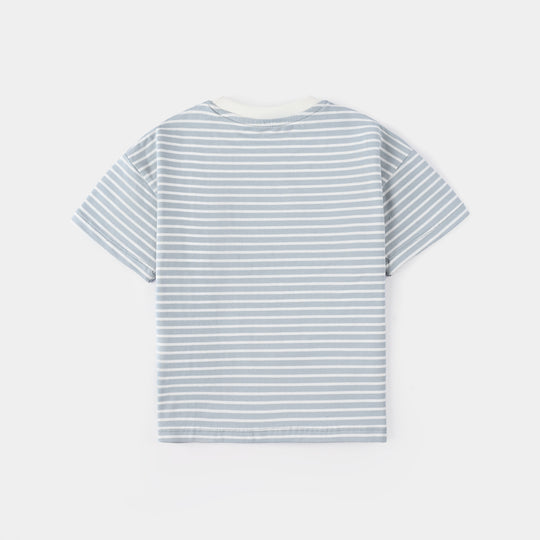 Infant Boys Yarn Dyed Round Neck T-Shirt (Race) - Grey
