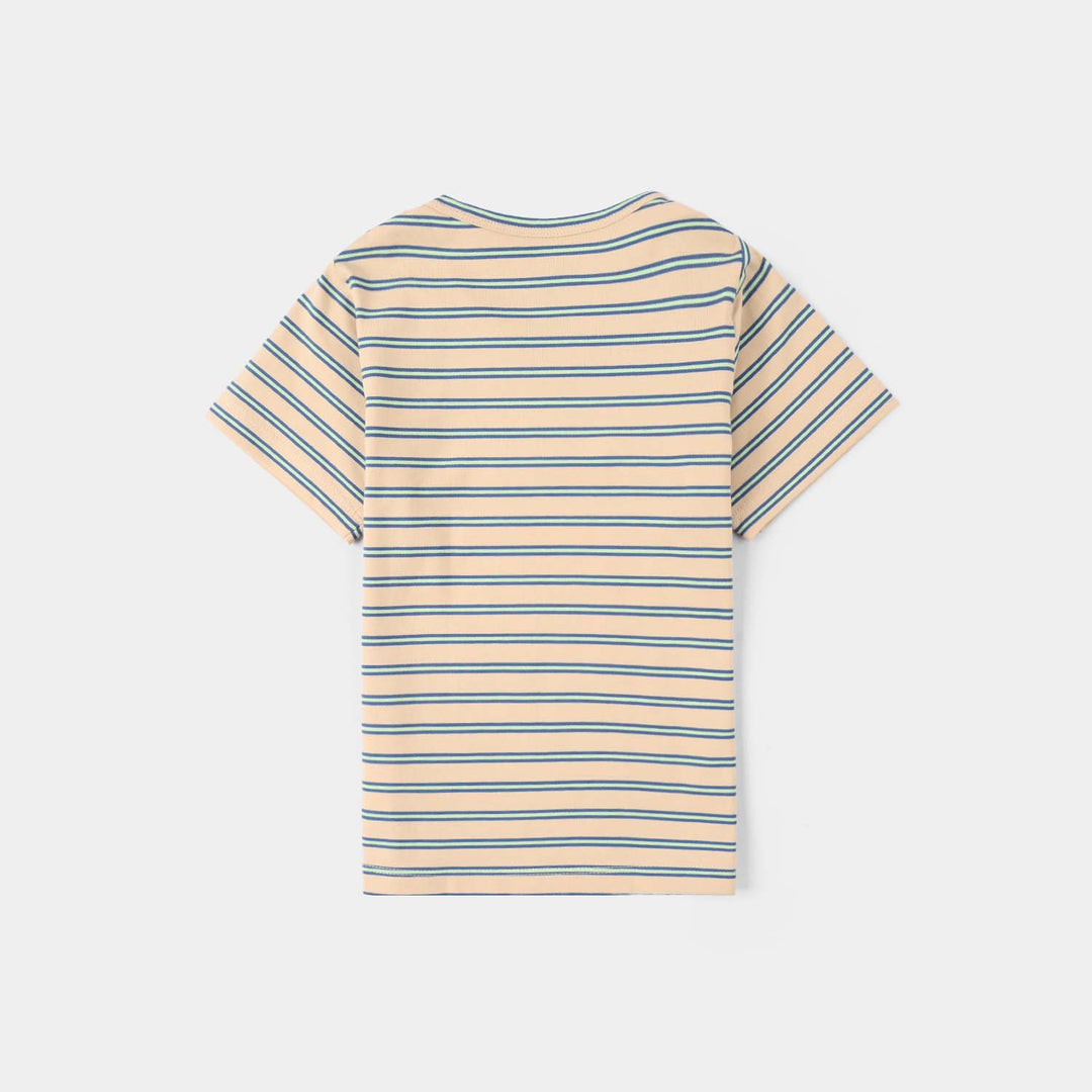 Infant Boys Yarn Dyed Round Neck T-Shirt - Brown