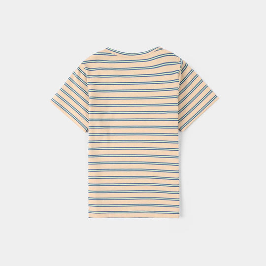 Infant Boys Yarn Dyed Round Neck T-Shirt - Brown