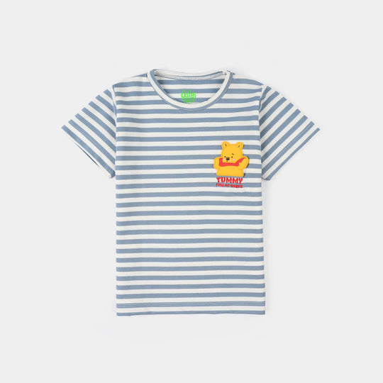 Infant Boys Yard Dyed Round Neck T-Shirt - Blue