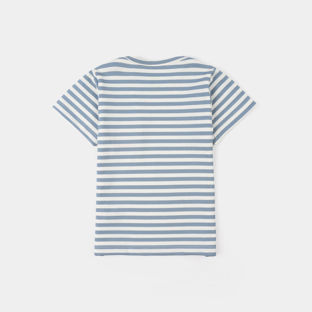 Infant Boys Yard Dyed Round Neck T-Shirt - Blue