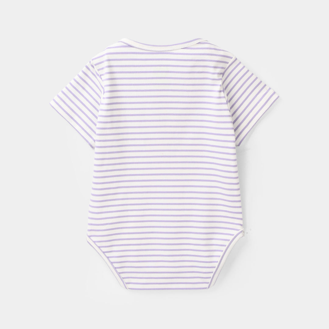 Infant Girls Jersey/Terry Knitted Romper - Purple