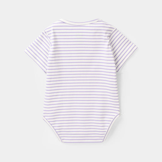 Infant Girls Jersey/Terry Knitted Romper - Purple