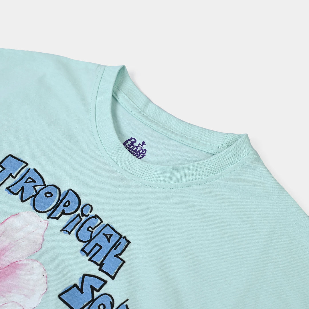 Girls Jersey/Terry T-Shirt (Tropical Soul) – Blue