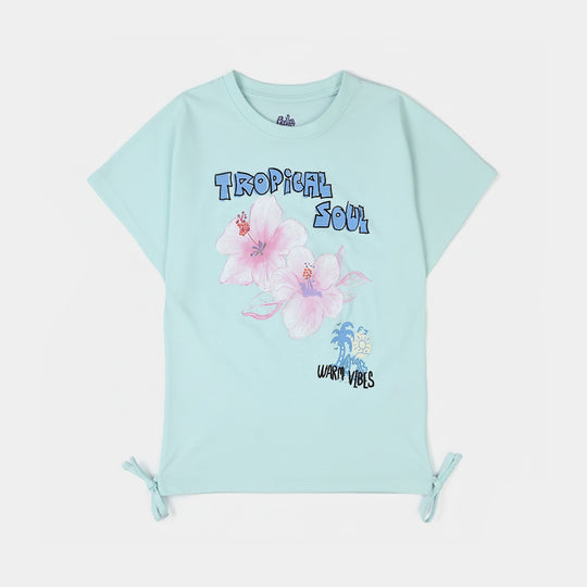 Girls Jersey/Terry T-Shirt (Tropical Soul) – Blue