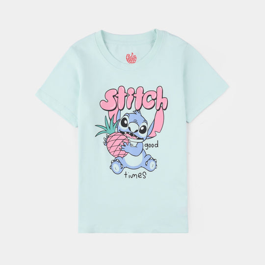Girls Jersey/Terry T-Shirt Stitch - Blue