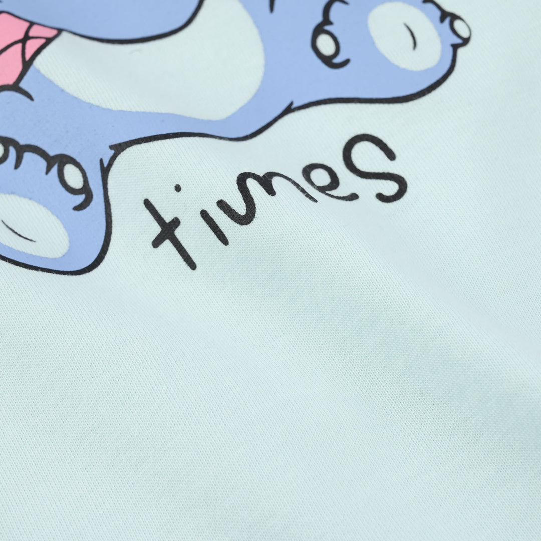 Girls Jersey/Terry T-Shirt Stitch - Blue