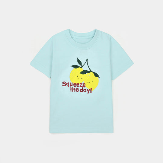 Infant Girls Jersey/Terry T-Shirt (Squeeze the Day) - Blue