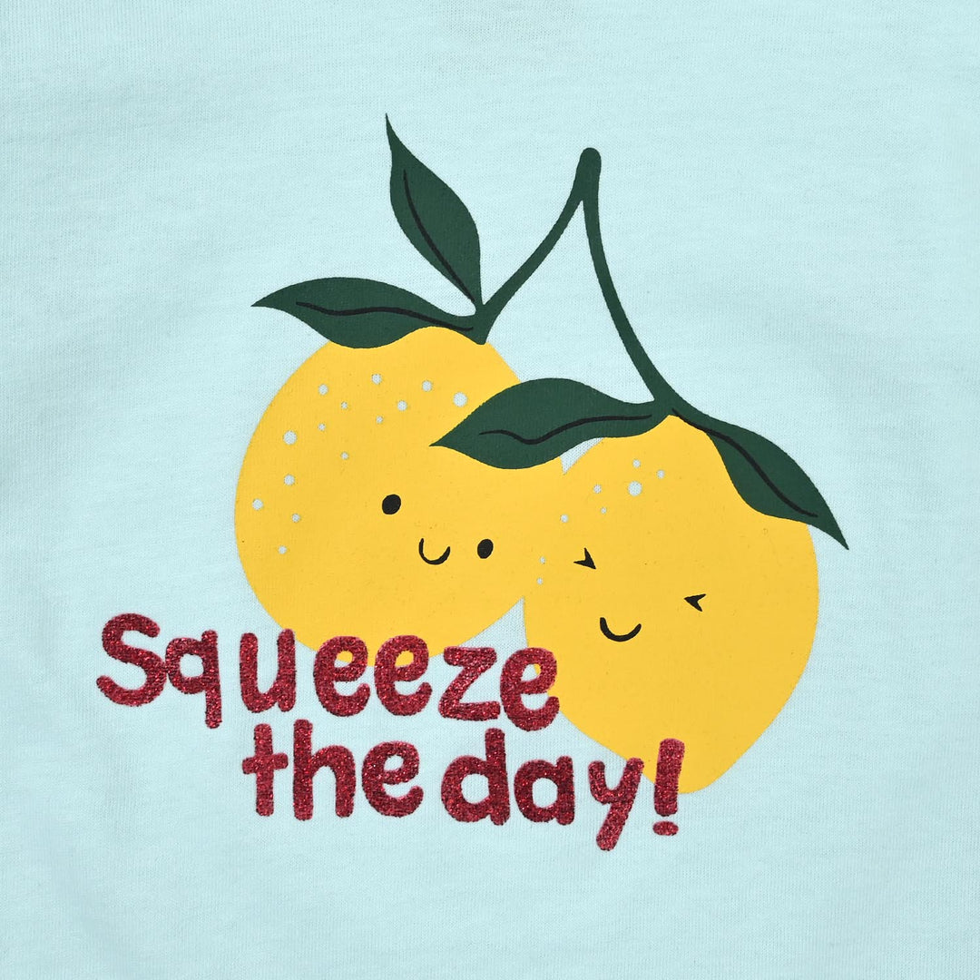 Infant Girls Jersey/Terry T-Shirt (Squeeze the Day) - Blue