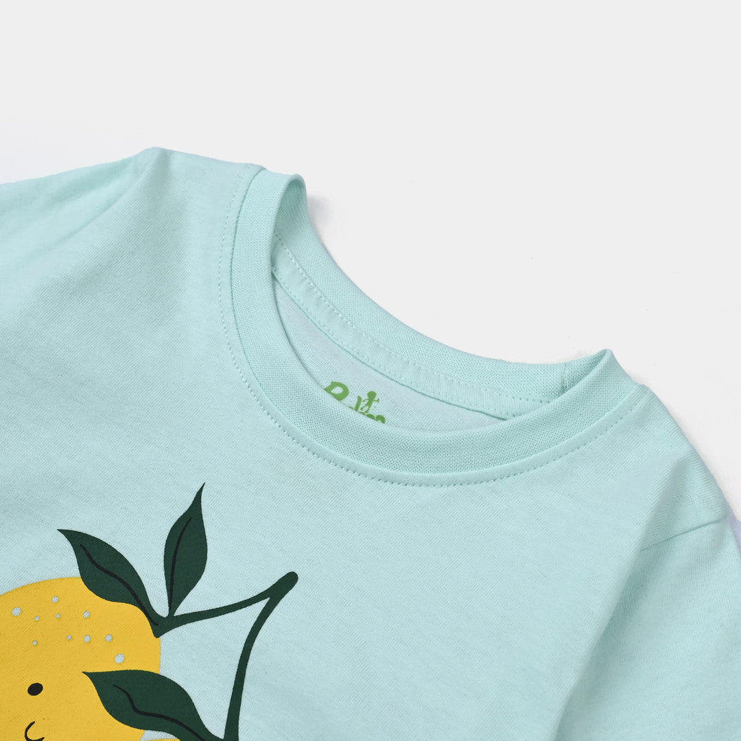 Infant Girls Jersey/Terry T-Shirt (Squeeze the Day) - Blue