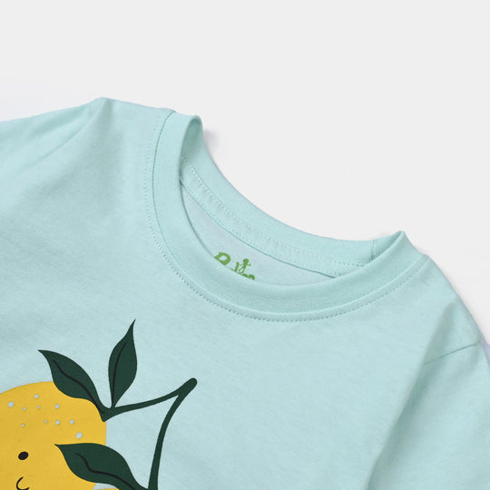 Infant Girls Jersey/Terry T-Shirt (Squeeze the Day) - Blue