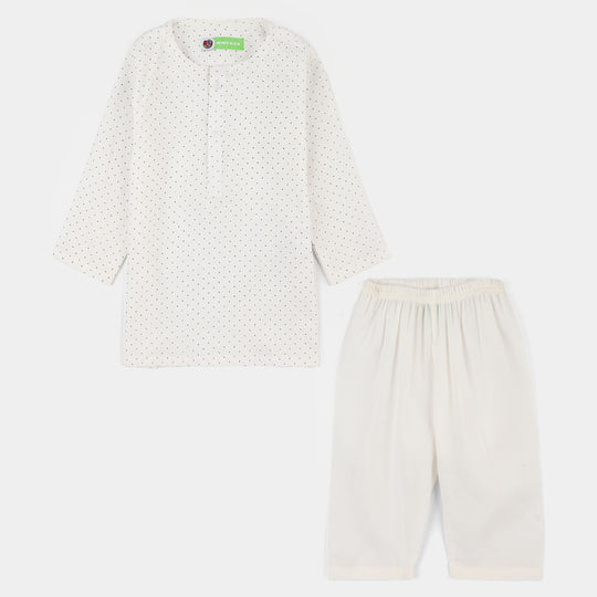 Infant Boys Poly Viscos Kurta Pajama - Off White