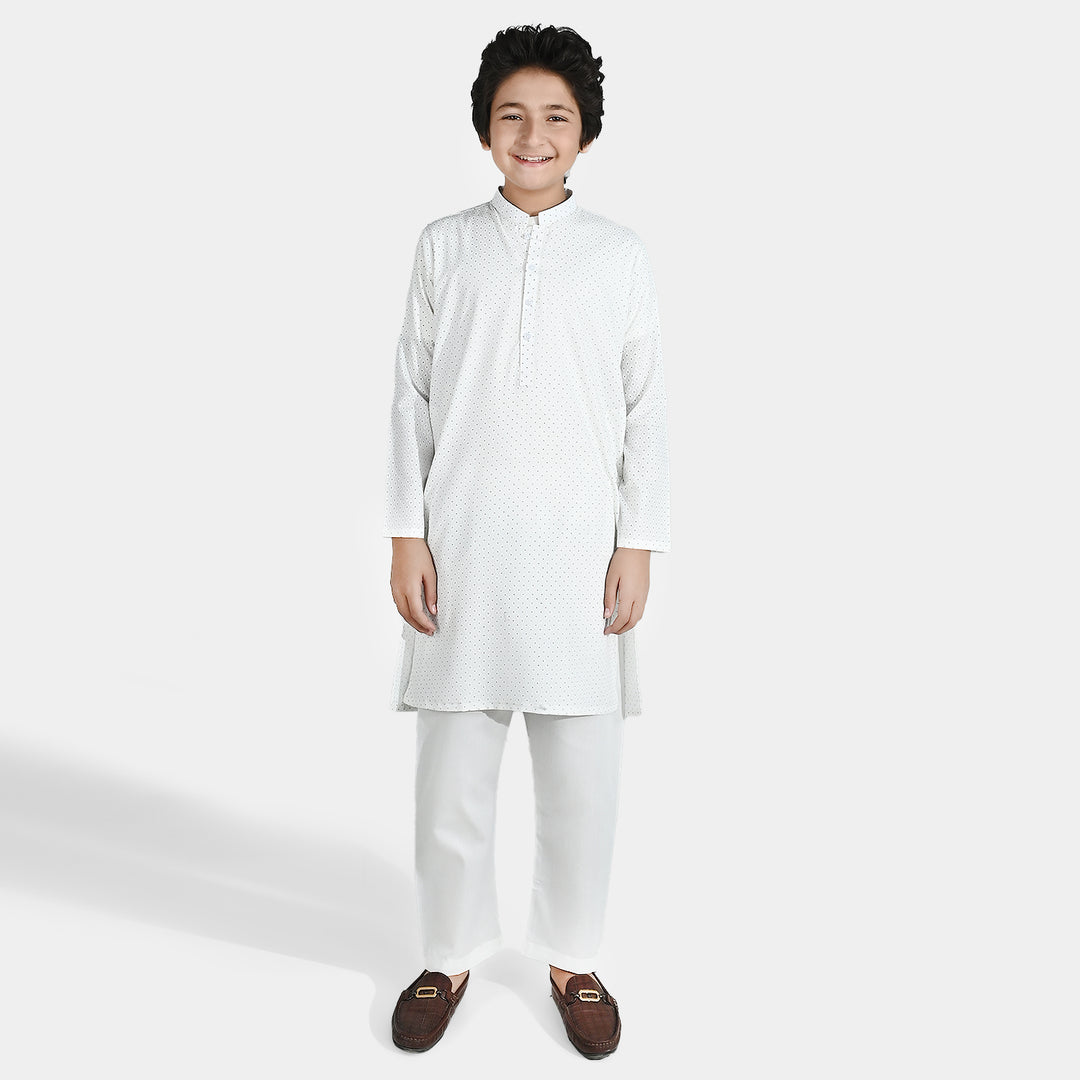 Boys Poly Viscos Kurta Pajama - Off White