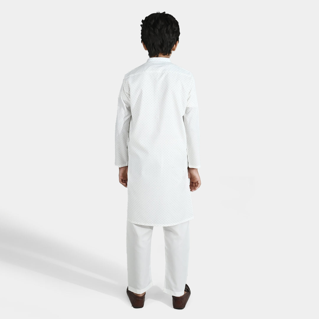Boys Poly Viscos Kurta Pajama - Off White