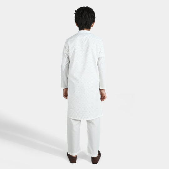 Boys Poly Viscos Kurta Pajama - Off White