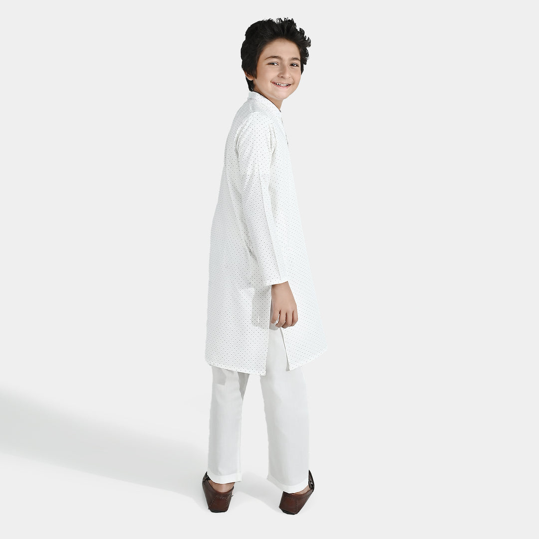 Boys Poly Viscos Kurta Pajama - Off White
