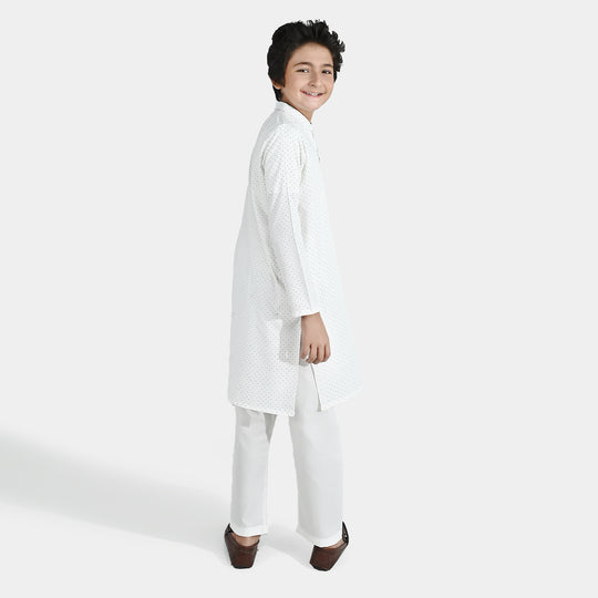 Boys Poly Viscos Kurta Pajama - Off White
