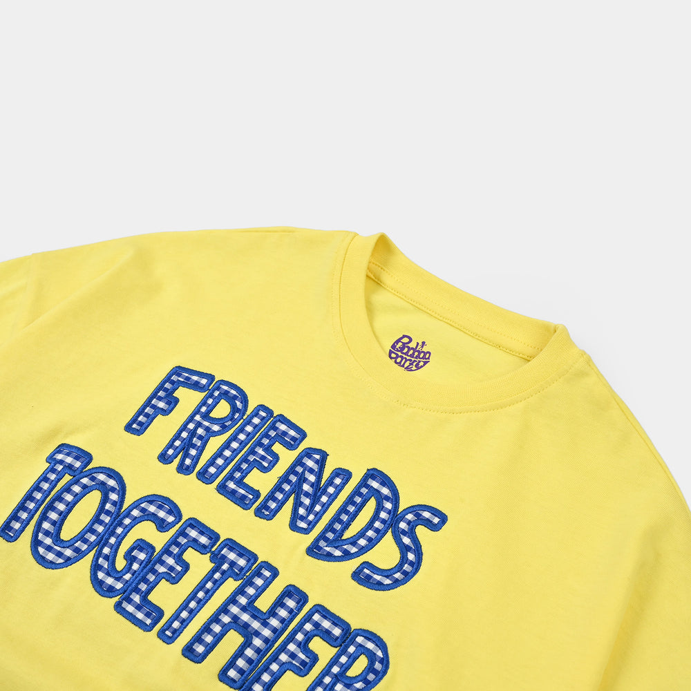 Girls Jersey/Terry T-Shirt (FRIENDS TOGETHER) - Lemon/Yellow