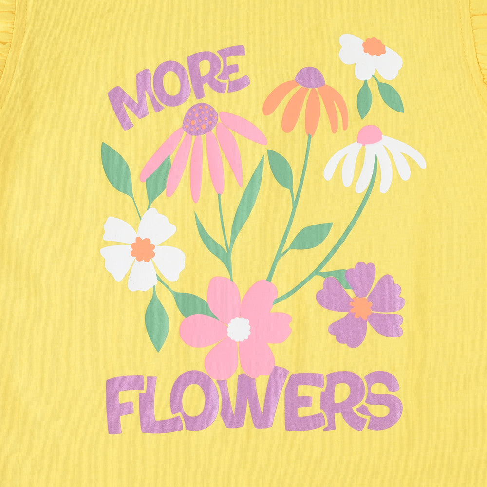 Girls Jersey/Terry T-Shirt (FLOWERS) - Lemon/Yellow