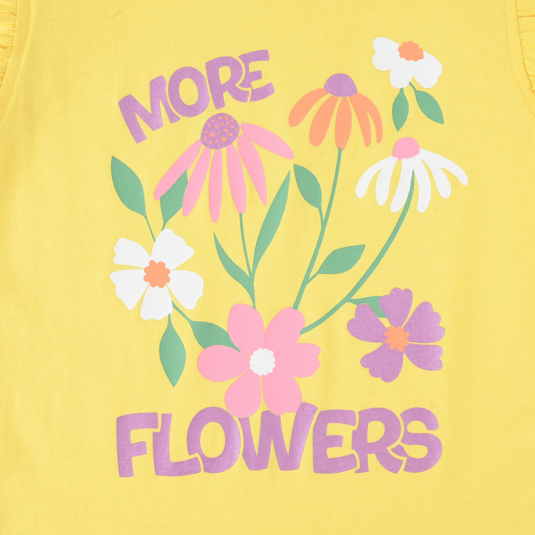 Girls Jersey/Terry T-Shirt (FLOWERS) - Lemon/Yellow