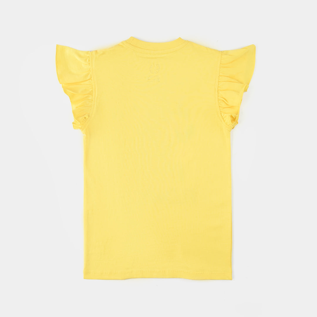 Girls Jersey/Terry T-Shirt (FLOWERS) - Lemon/Yellow