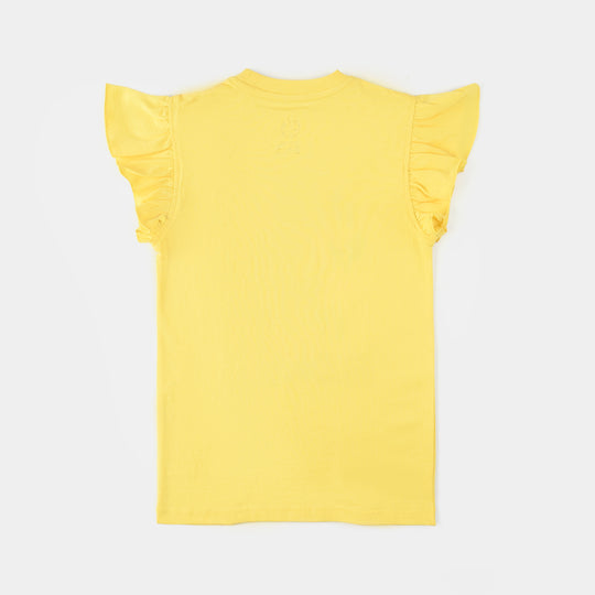 Girls Jersey/Terry T-Shirt (FLOWERS) - Lemon/Yellow