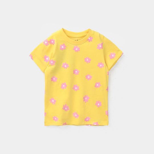 Infant Girls Jersey/Terry T-Shirt (FLOWER) - Yellow