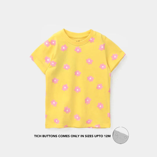 Infant Girls Jersey/Terry T-Shirt (FLOWER) - Yellow